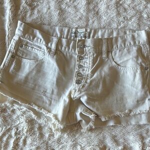 Free people Cream Denim Shorts